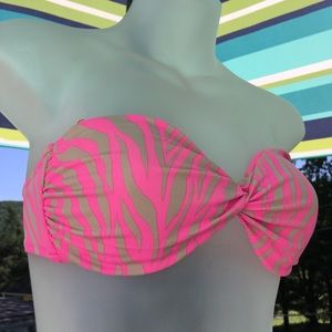 VS Pink/Nude Zebra Bikini Swim Top: Sz. S